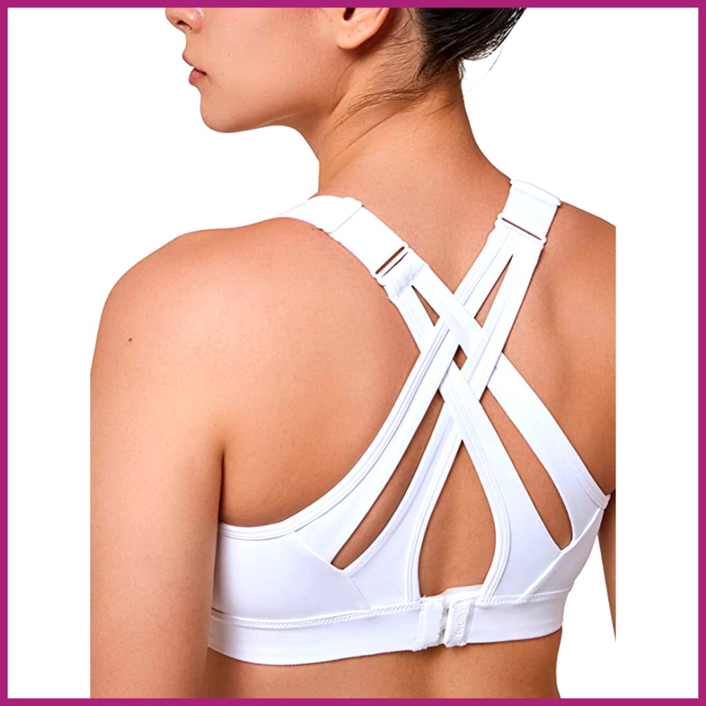 High Impact Sports Bra, Adjustable Criss Cross Back, Full Support